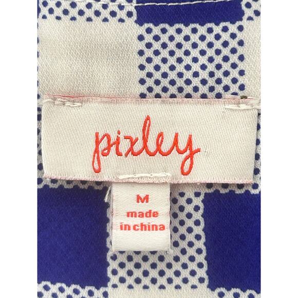 PIXLEY Blue/White Checkered Print Sleeveless Top - Picture 7 of 9